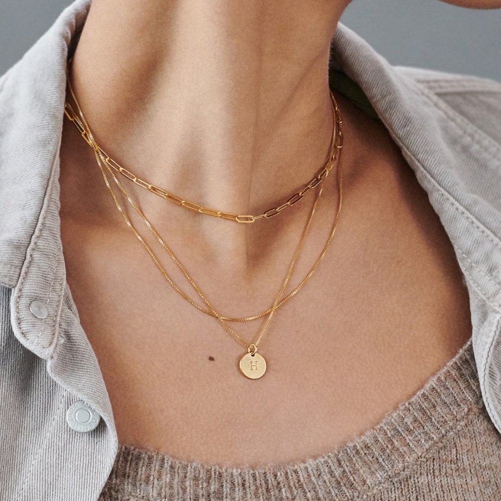 18k Gold Plated Paper Clip Necklace --New!
